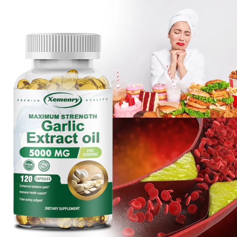 

High Quality Garlic Oil Capsules Premium, High Potency 120 Capsules | Non-GMO, Gluten-Free Extract Supplement