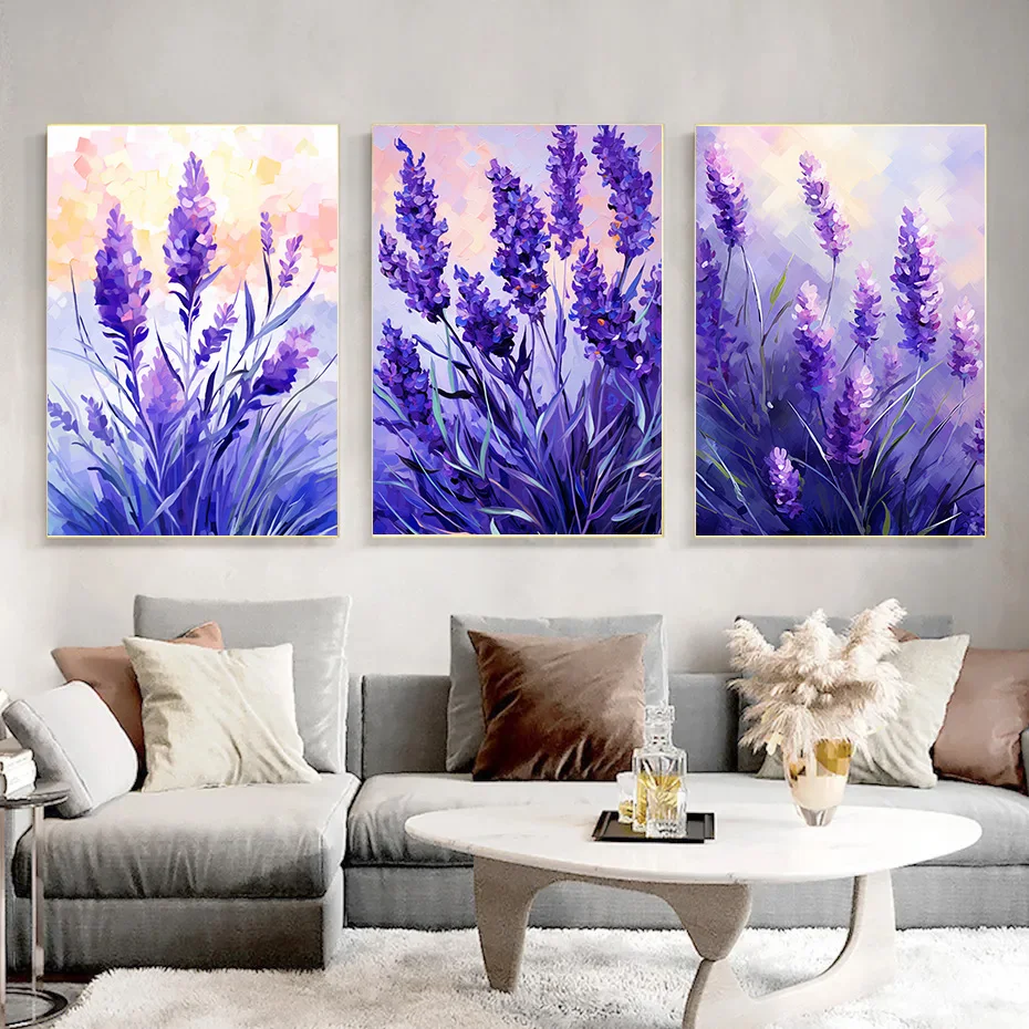 

Bedroom Decoration Pictures Room Wall Decor Art Lavender Flowers 1pcs Beauty Canvas Painting Interior Paintings Posters for Wall