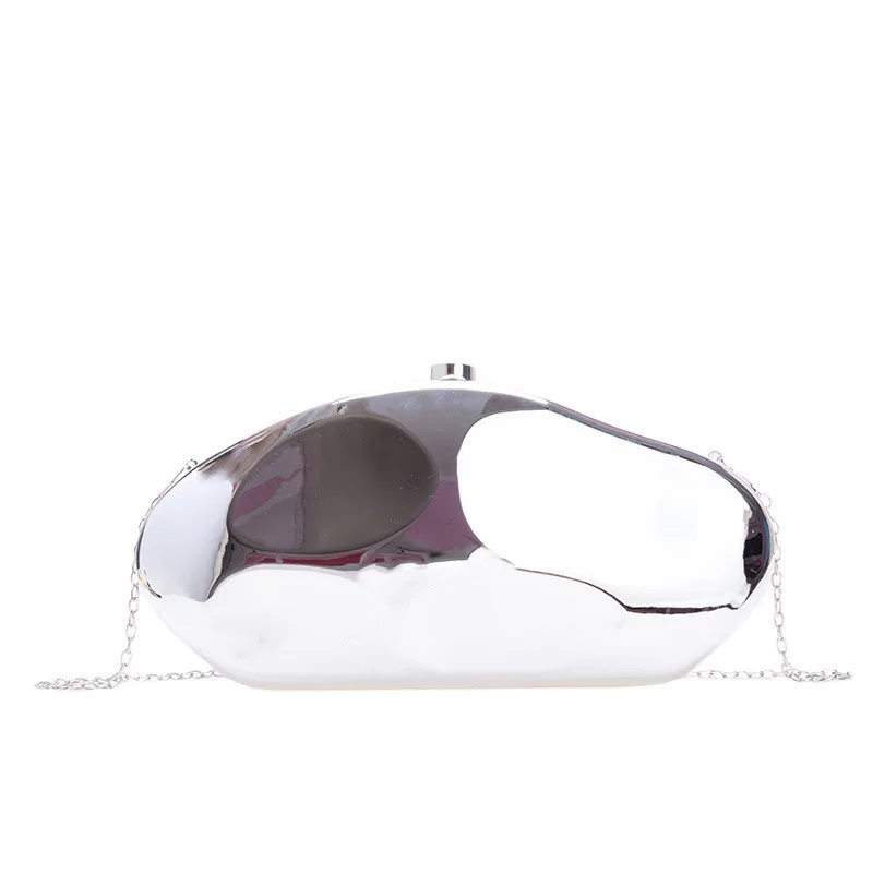 Fashion Acrylic Box Clutch Bag for Women Designer Egg Shell Shoulder Crossbody Bags Gold Silver Irregular Evening Party Purses