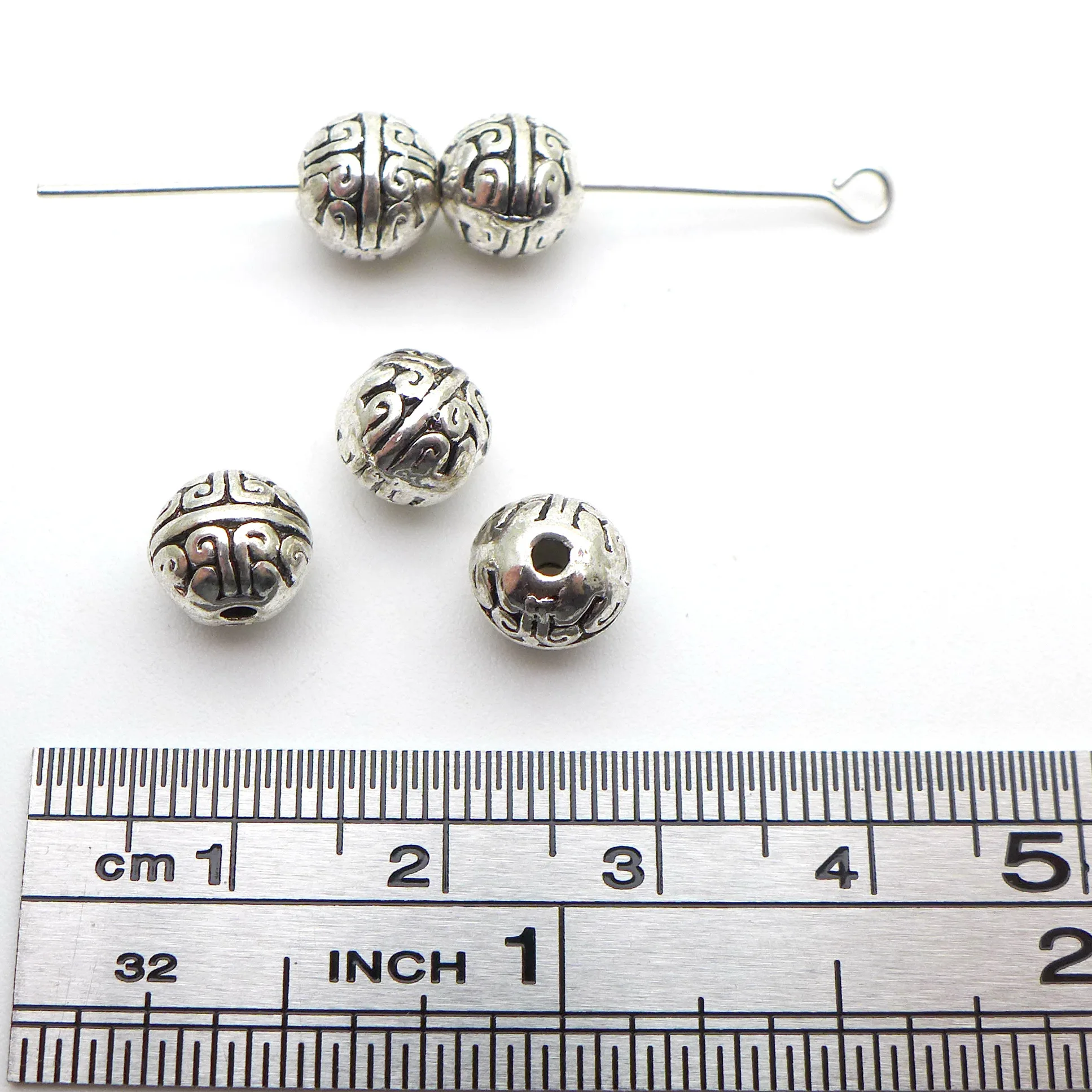 

100 шт., тибетские бусины из цинкового сплава, 7,3x7,3 мм