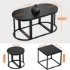 3pcs Set, Modern Living Room with 2 End Tables, Small with Metal Frame for Home Apartment, Black, Café Tables 4