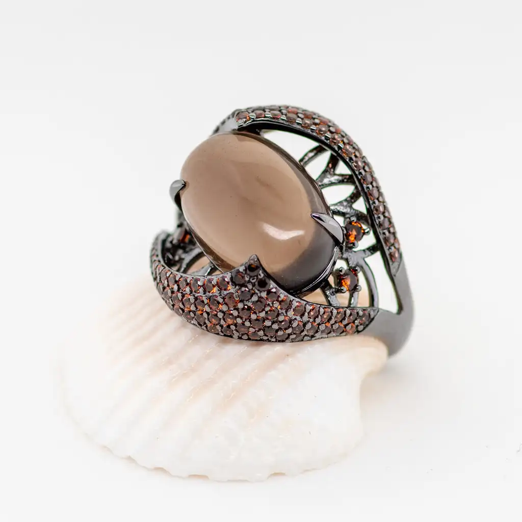 GEM'S BALLET Natural Smoky Quartz Gemstone Cocktail Ring 925 Sterling Sliver Vintage Gothic Rings For Women Gift Party Jewelry silver ring silver rings gemstone ring