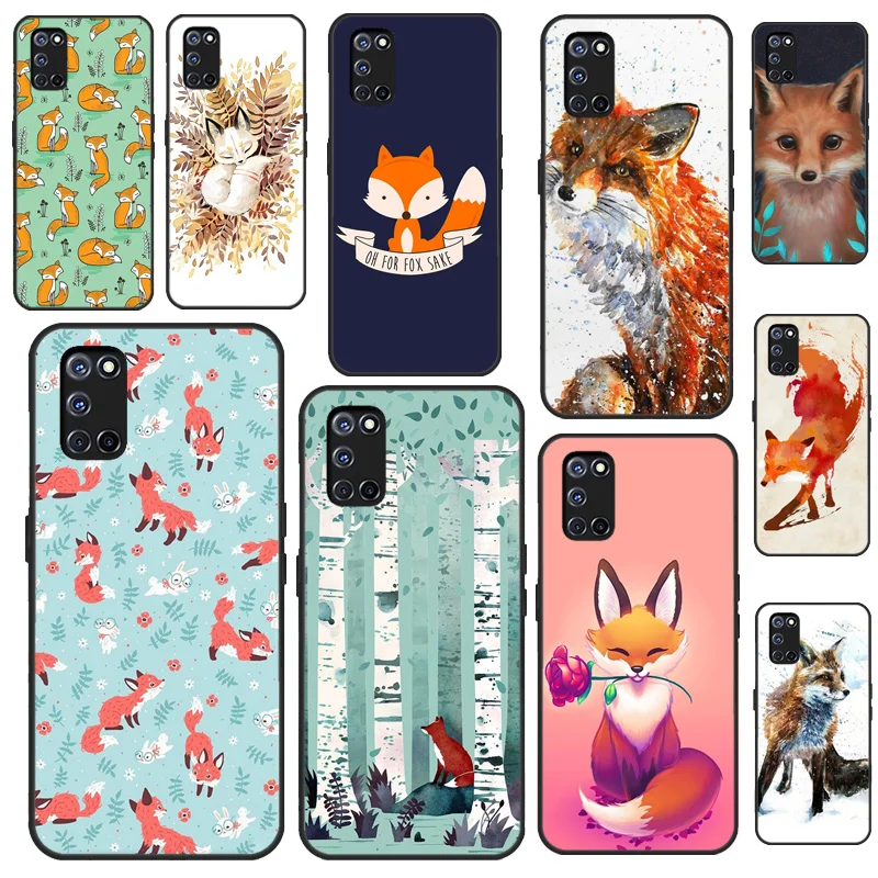 Red Fox Autumn Leaves Forest Per Oppo A15 A83 A91 A93 A1K A3S A5S A52 A72 Trova X3 Pro Reno 2 Z A31 A53 A5 A9 2020 Custodia