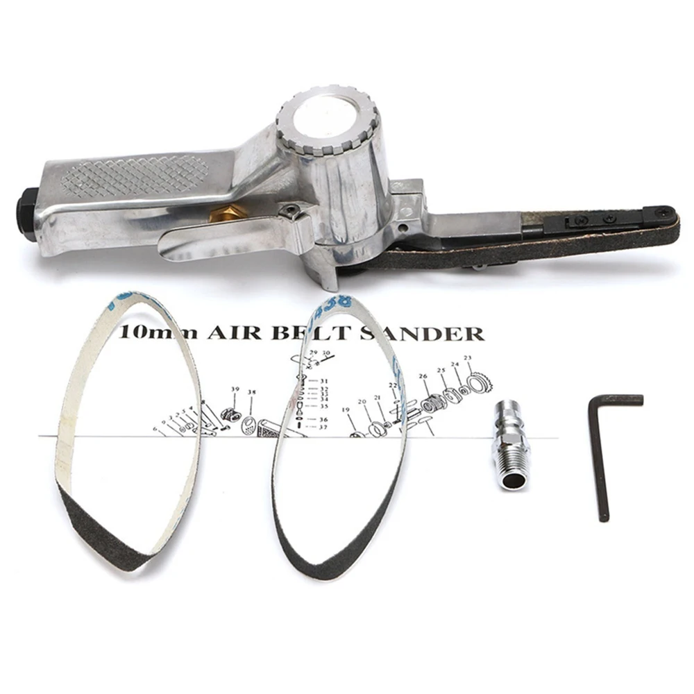 belt grinder 3/8" Air Belt Sander Air Angle Grinding Machine with Sanding Belts for Air Compressor Sanding Pneumatic Tool Set 4
