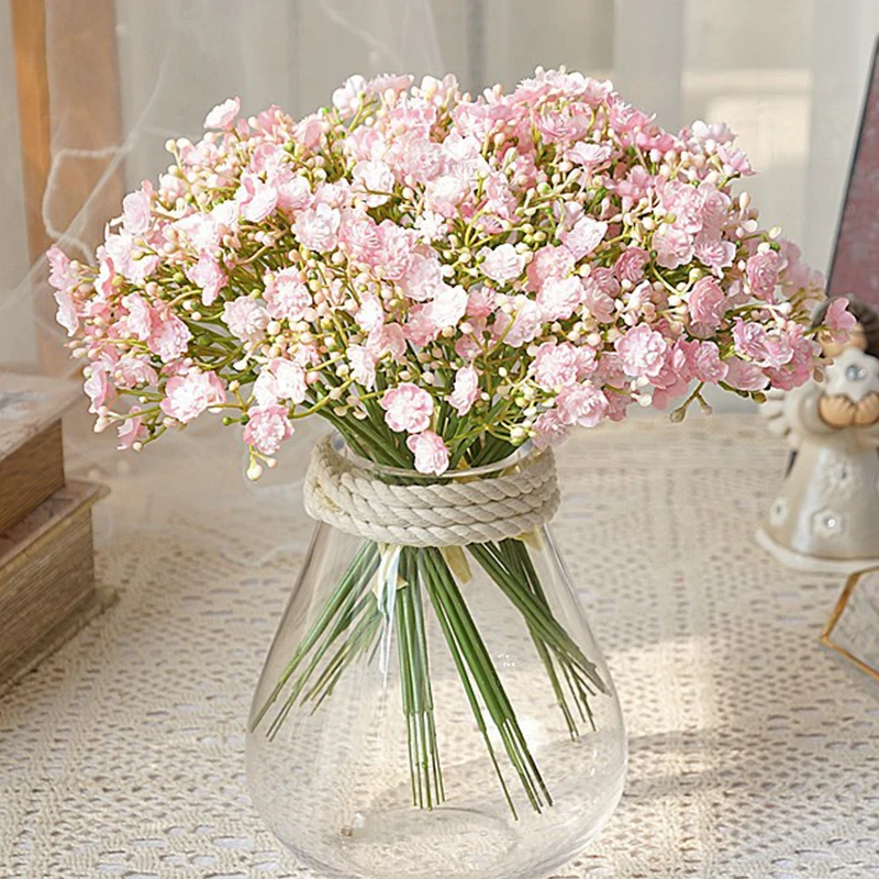 

42 Head Bouquet Artificial Plastic Flower Handmade Babysbreath Fake Plant Gypsophila Floral Arrange for Wedding Home Decor