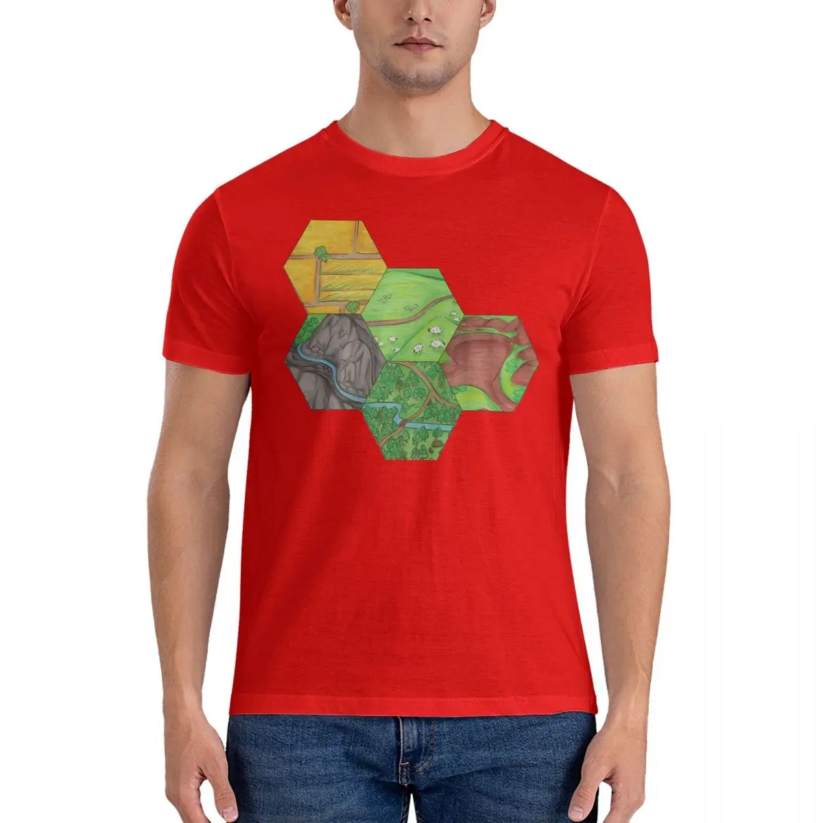 thumbnail image 1 of Camisetas creativas "Asentamiento 2" para hombre, camisetas de algodón con cuello redondo, camisetas de manga corta C-Catan, ropa estampada, 1 of 7