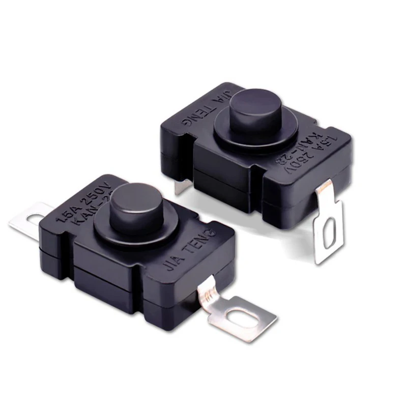 

5 KAN-28 1.5A250V Flashlight Switch Self-locking SMD Button Switch Copper Foot Test Press Self-locking One Open One Close Press