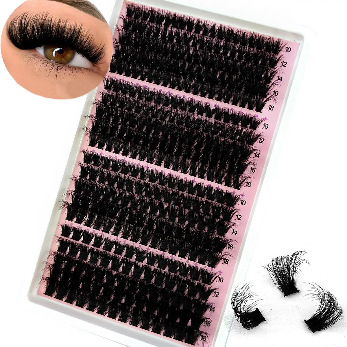 20 Row 8D Fluffy Eyelash Clusters for DIY