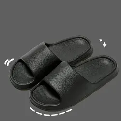 Men's Comfortable Non-Slip EVA Flip Flops - Solid Color Sandals for Outdoor and Shower Use (Black)