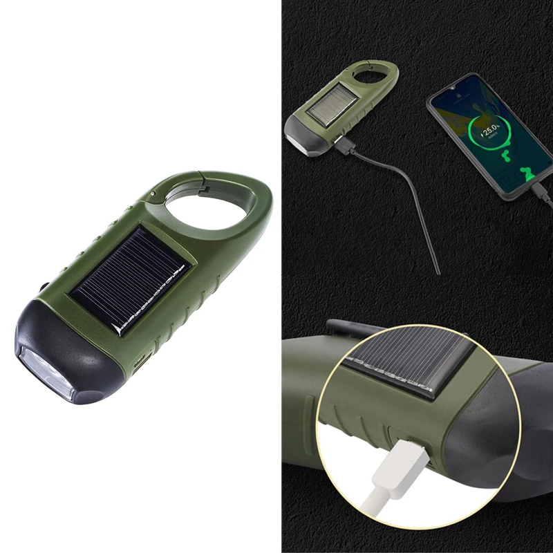 Светодиодный фонарь с ручкой фонарик Динамо-рукояткой зарядкой от USB