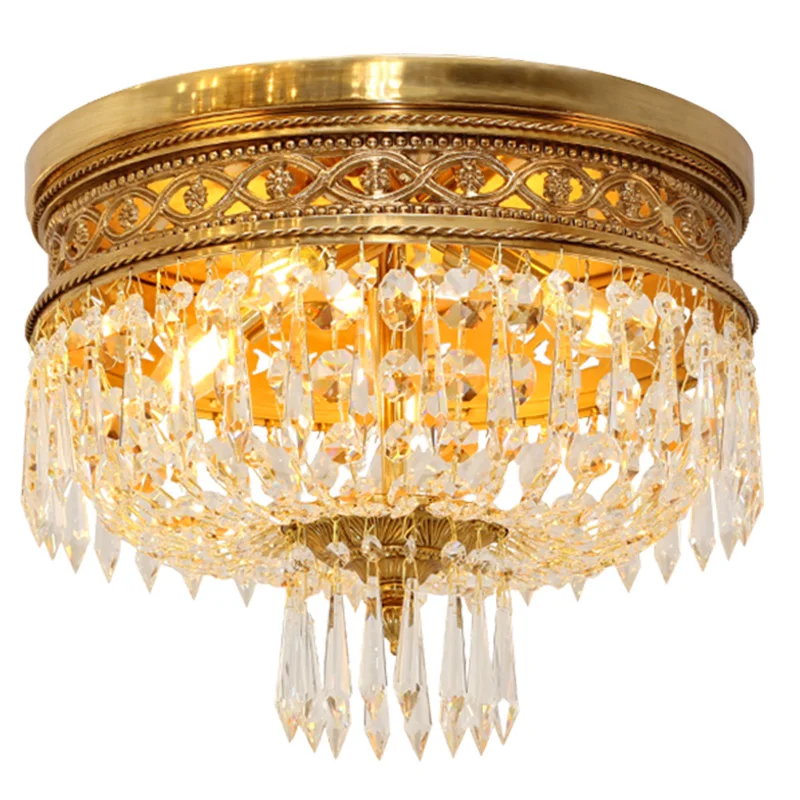 

DINGFAN European Style All Copper Crystal Porch Study Dining Bedroom Corridor Hotel Room Ceiling Lamp