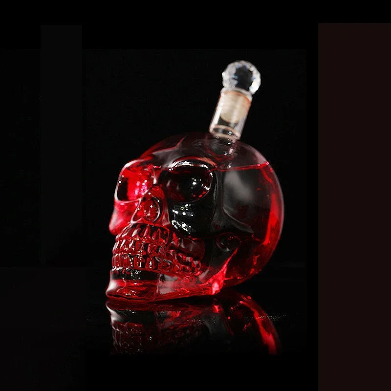 Description Picture 2 of item350-1000ml Creative Skull Glass Wine Bottle Whisky Wine Crystal Cup Transparent Drinking Drinkware Personality Bar Set Tool Gift