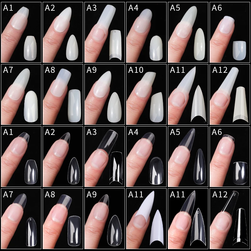 Fake Nails 500pcs False Tips for Nails Capsule Coffin French Short Long