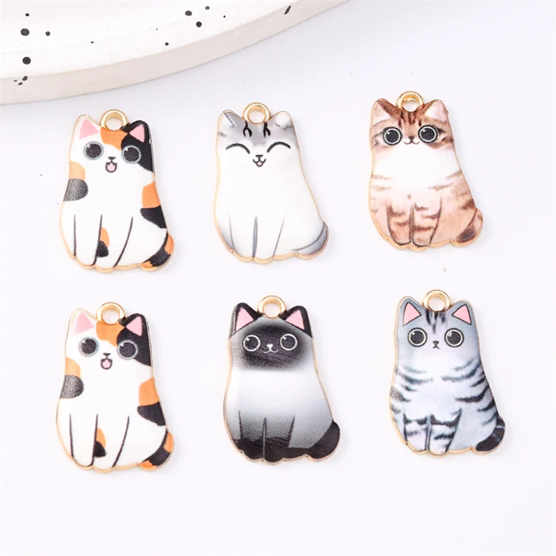 Duarte 20 Stück/Lot niedliche Emaille-Tier-Katzen-Anhänger für die Herstellung von Ohrringen, Halsketten, Armbändern, DIY-Bastelarbeiten, Schmuckzubehör – Detail 6