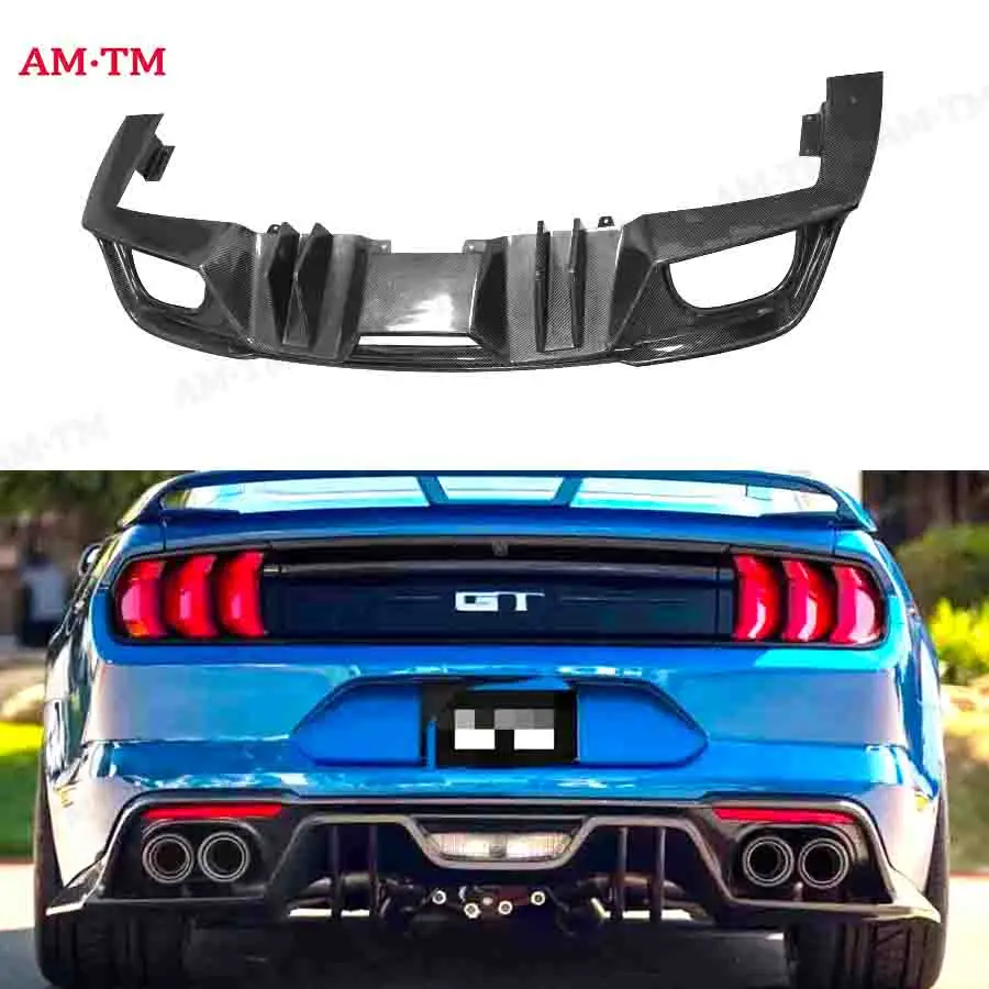 Carbon Fiber Car Rear Bumper Lip Diffuser Spoiler Back lip Parts For Ford Mustang 2018-2022 AC Style Body Kit Car Accessories 1