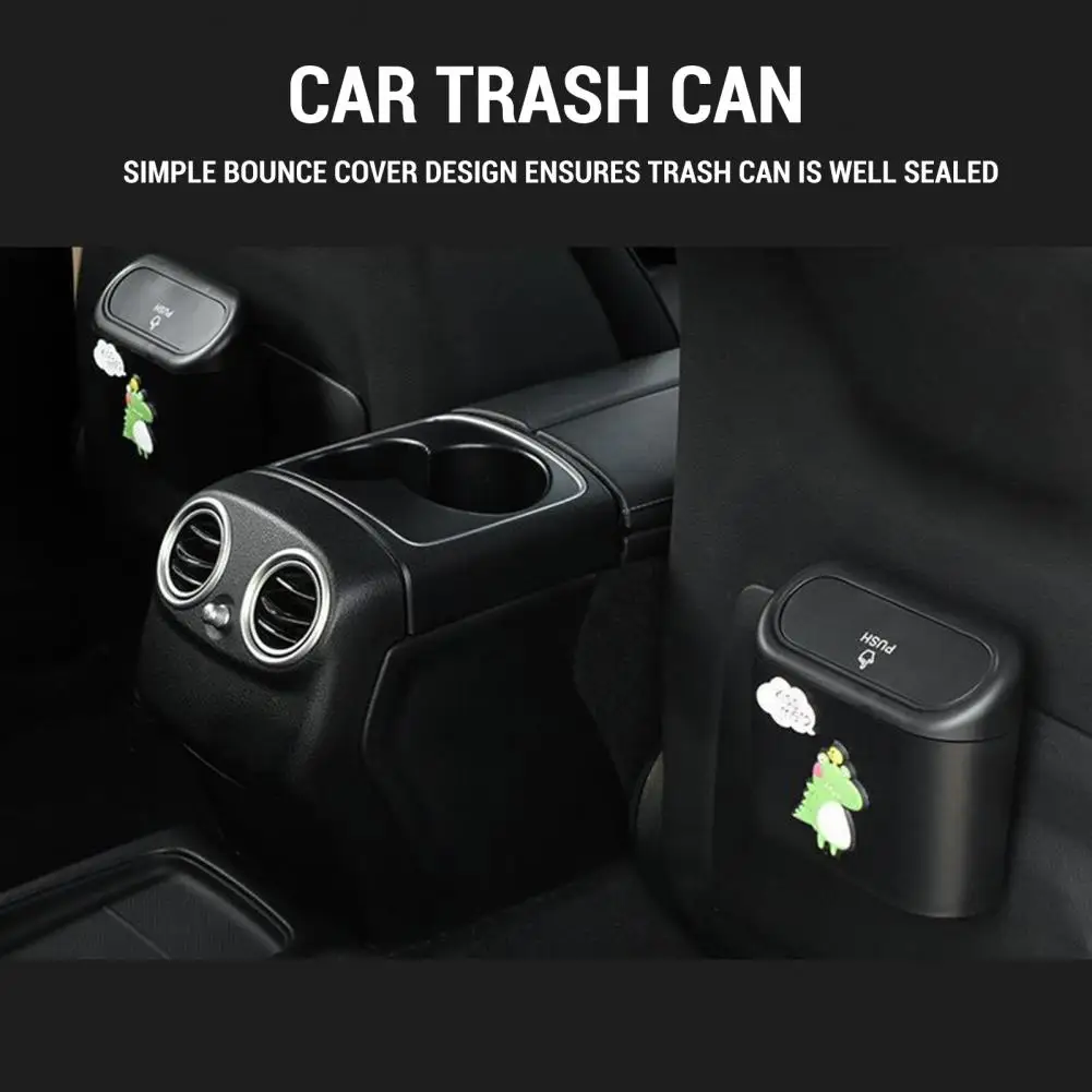 

Easy Installation Car Trash Car Garbage Bag Leakproof Dinosaur Pattern Car Trash Bin with Lid Garbage Organizer for Small