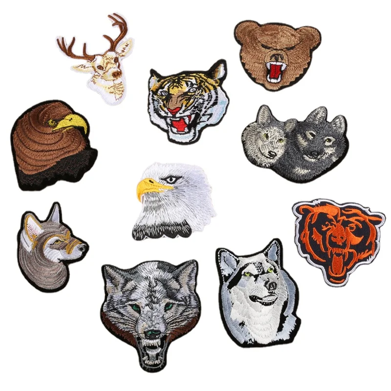 

50pcs/Lot Luxury Embroidery Patch Fierce Beast Bear Wolf Dog Eagle Golden Tiger Shirt Bag Clothing Decoration Craft Diy Applique