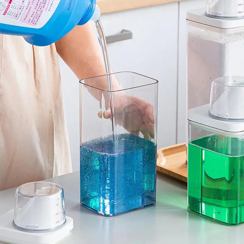Laundry Detergent Dispenser With Measuring Cup Clear Airtight