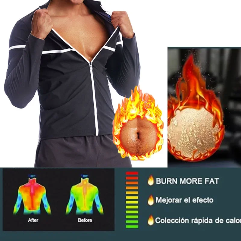 MrifDila Sauna Sweating Jackets Men Sweating Shapewear Long Sleeve Sauna Suit Slimming Suits Reflective Strips 3 Times