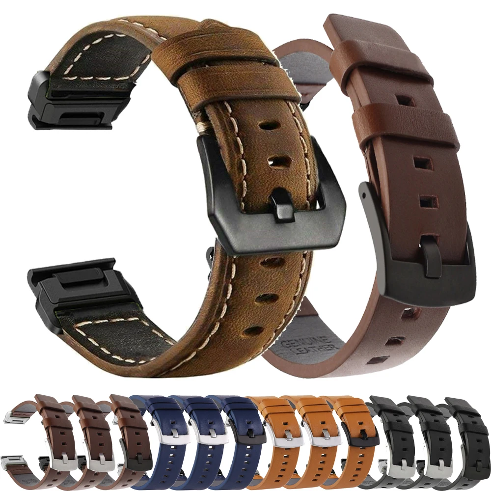 

Quick Release leather Watch Band For Garmin Instinct 2X Solar Strap Fenix 6X 7 Pro 5X 5Plus 7X Sports Watch Bracelet Accessories