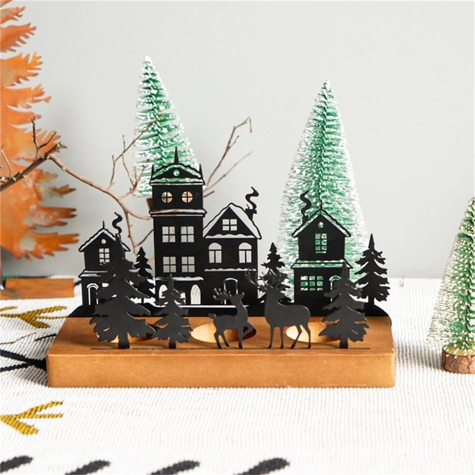 for Wedding Advent Candle Holder Advent Wreath Tea Light Holder Candle Holder Christmas Candle Tray Metal With Wooden Candle Tin