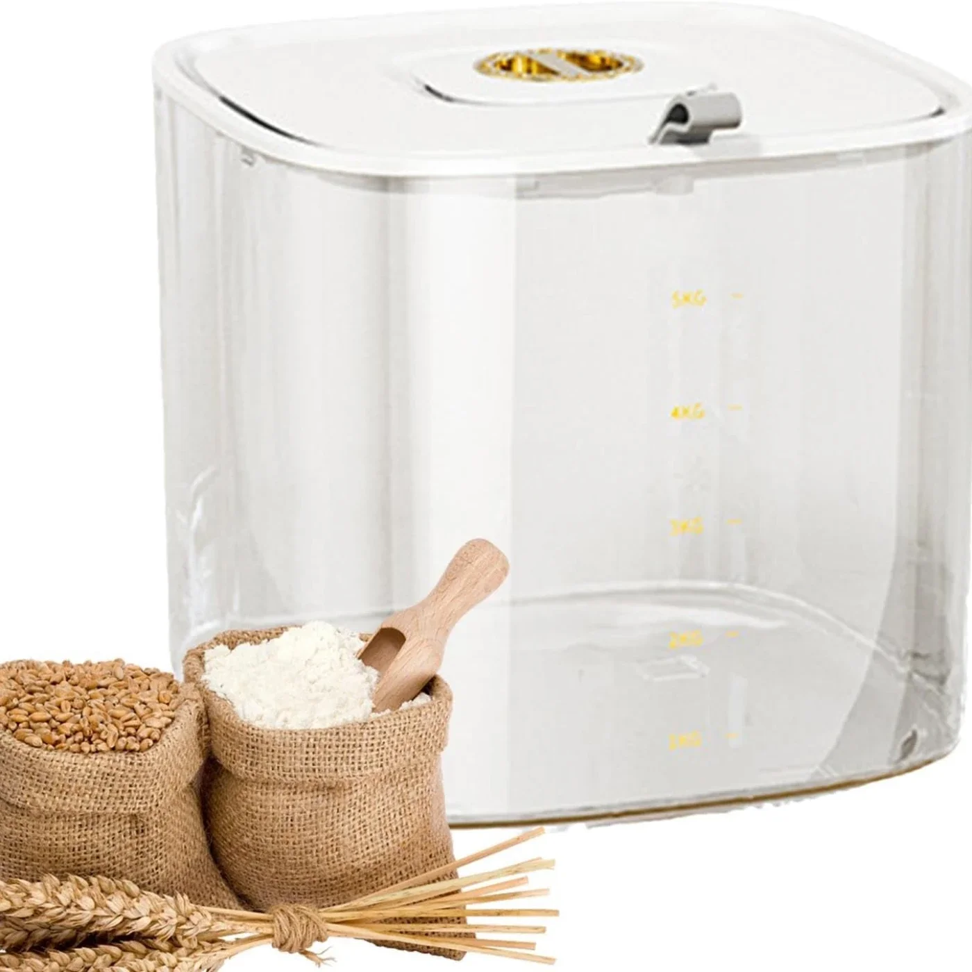 Cereal Storage Bin Dispenser Reusable Airtight Cereal Dispenser Hand-washing Container Measuring Cup Food-grade Grain Storage