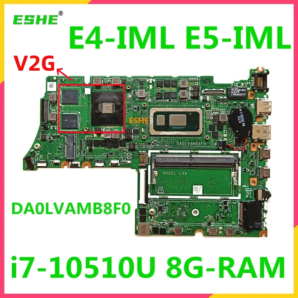 

DA0LVAMB8F0 For Lenovo ThinkBook E4-IML E5-IML 14-IML 15-IML Laptop Motherboard i3 i5 i7 CPU M260 2G GPU 8G RAM 5B20S43378