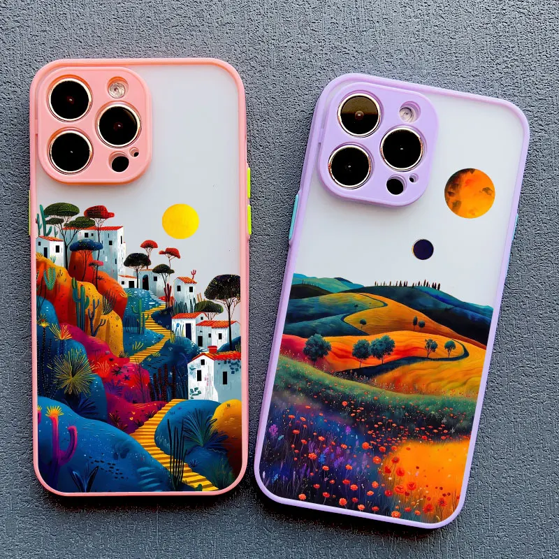 Yellow Sunset Mountain Shockproof Phone Case - Natural Scenery Cover