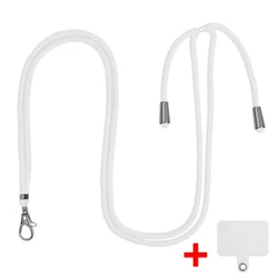 Adjustable Crossbody Cell Phone Lanyard with Clear Tether Tab (White)
