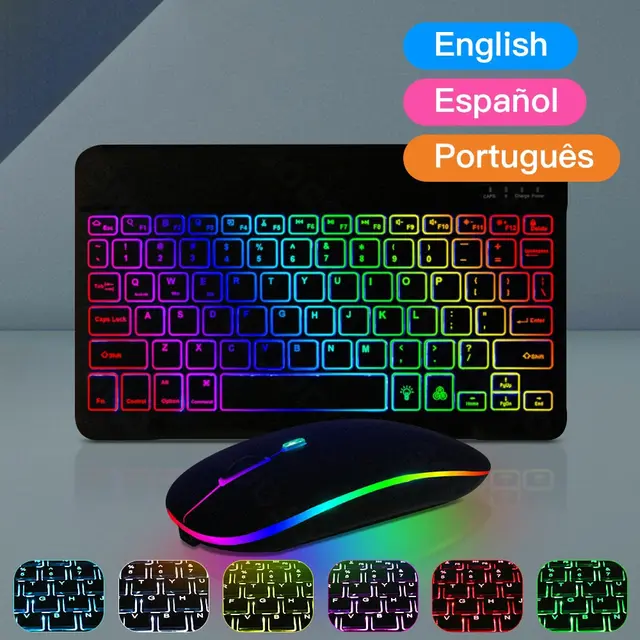 10inch Backlit For iPad Keyboard And Mouse Backlight Bluetooth Keyboard For IOS Android Windows Wireless Keyboard and Mouse