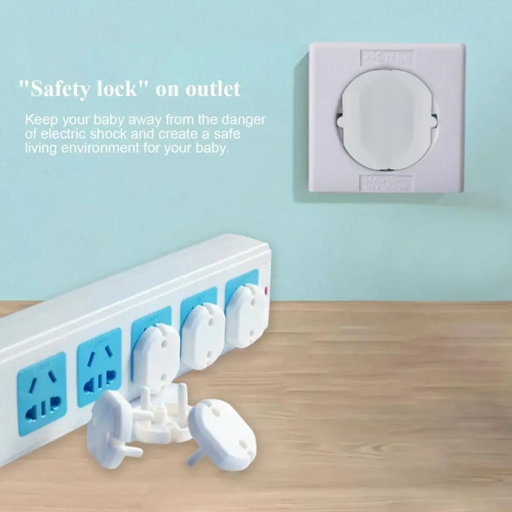 New Plastic Electric Outlet Cover White Two Phase Safe Lock Cover Security Cover Unisex Safety