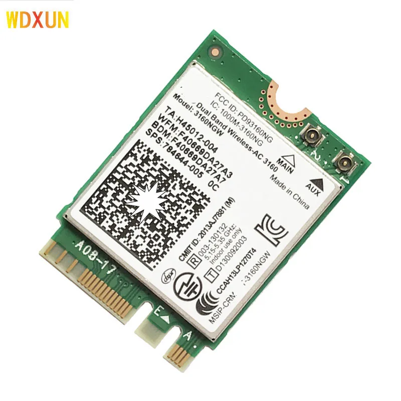 3160 3160NGW デュアルバンドワイヤレス AC + Bluetooth4.0 NGFF