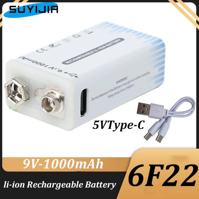 9v Rechargeable Battery 1000mah  Batteries 9v Usb Rechargeable - 9v  1000mah Type-c - Aliexpress