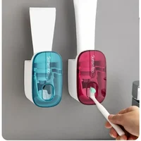 No-Drill Wall-Mounted Automatic Toothpaste Dispenser for Kids - Bathroom Squeezer & Storage Holder Easy Install & Space-Saving 2