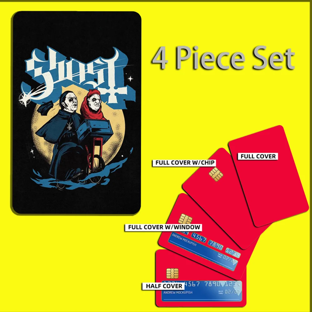 G-Ghost Heavy Metal Band Stickers For Debit Bank Credit Cards Metro Bus Pass Sticker Decoration Cover 4PCS Card Skin