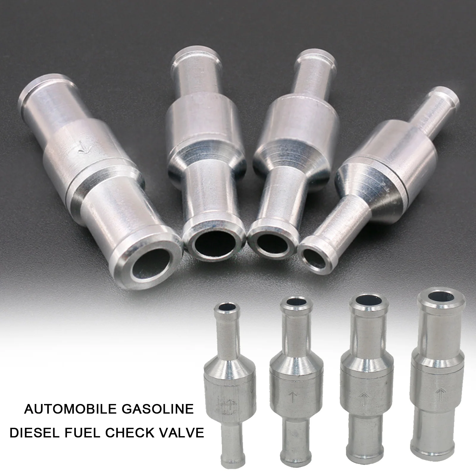 6-12mm Non-return Valve Chrome One-way Check Valve Auminium Fuel Water Gas Air Vacuum 6mm/8mm/10mm/12mm check valve