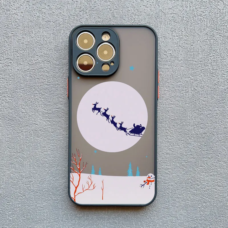 Weihnachten Winter Schnee Landschaft Telefon Fall Für iPhone 16 15 14 13 12 11 Pro Max Mini X XS XR 7 8 Plus Stoßfest Hard Cover Fundas – Detail 5
