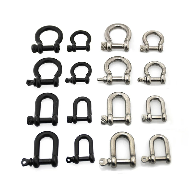 1 pcs Stainless Steel Carabiner D Bow Shackle Fob Key Ring Keychain Hook  Screw Joint Connector