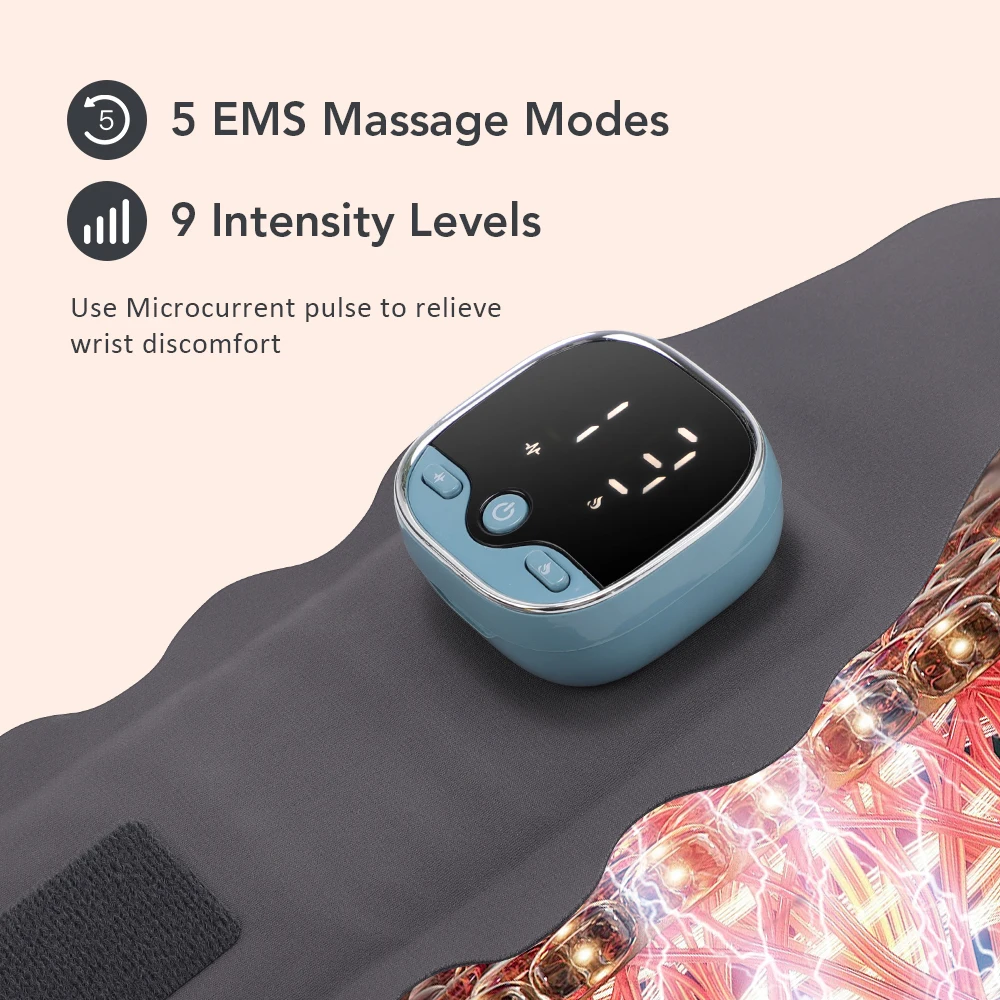 US UK Stock Electric Heating Wrist Massager 5 Modes Vibration Muscle Stimulator Heated Wrist Brace Guard Band Wrist Heating  Pad