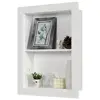 White Wood 2 Tier Recessed Wall Niche Shelves Shelf Insert Modern Contemporary Bathroom Bedroom Kitchen Storage Solution 1