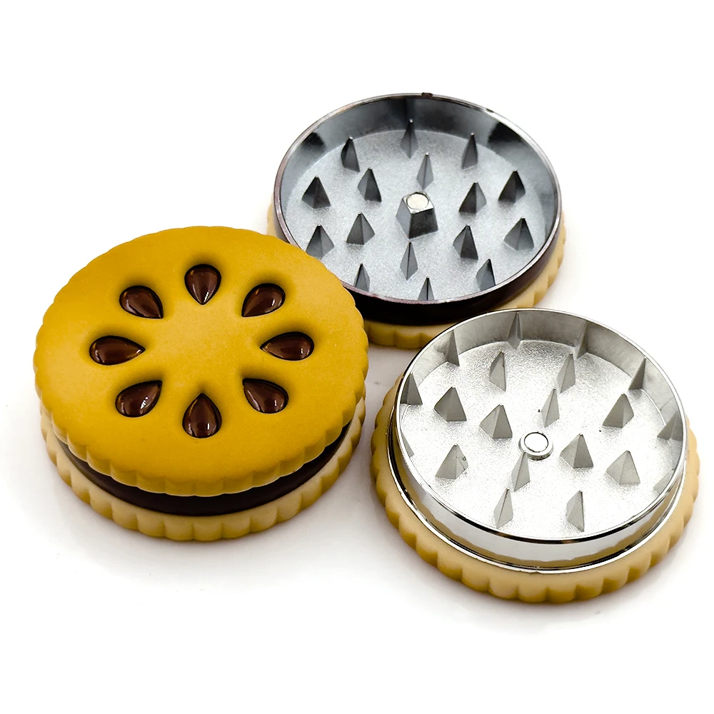Cookie Metal Grinder Shape 55mm Biscuit Tabacco Grinder Crusher 2 Layer