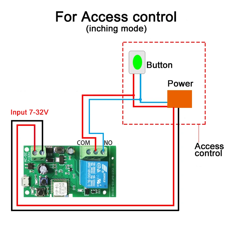 Ewelink Wifi RF Self-locking Relay Garage Door Open Module 1 Way 5-32v Wireless