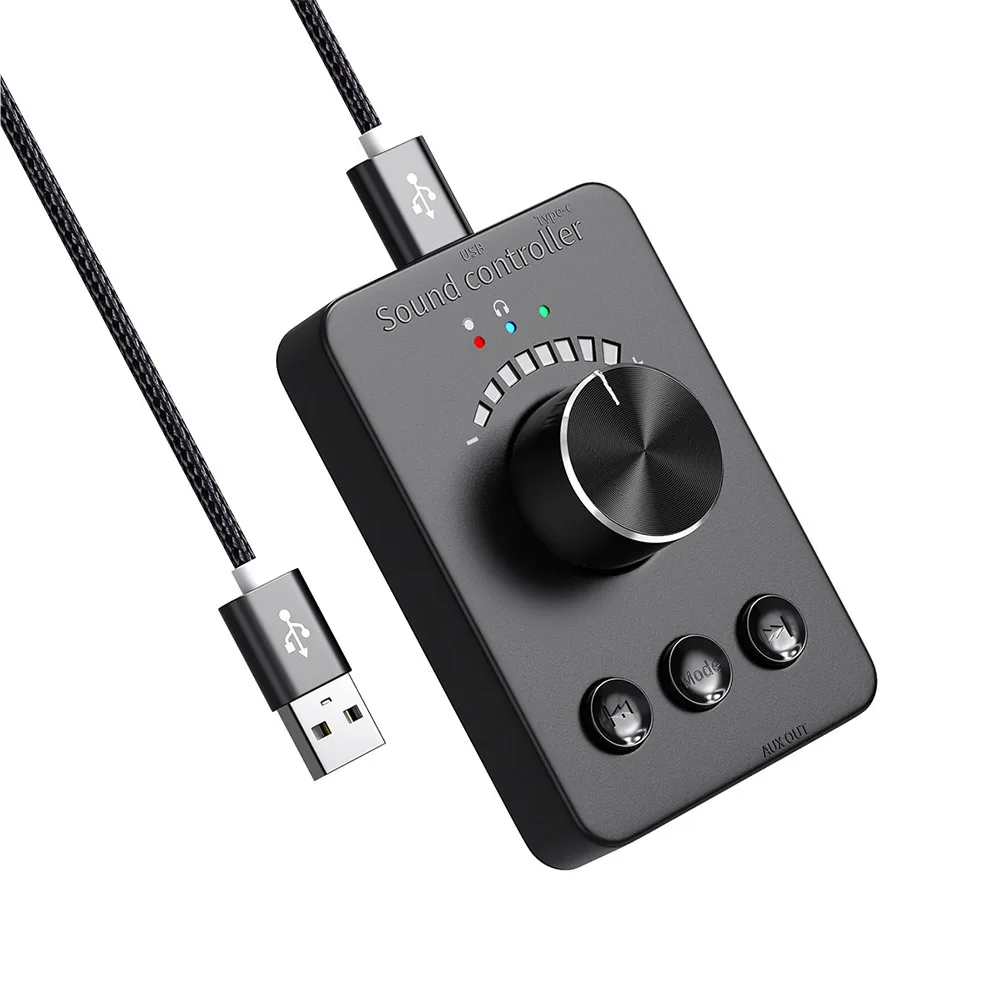 USB 볼륨 조절 손잡이 멀티미디어 제어 손잡이, 3.5mm AUX Bluetooth-Compatible5.1 PC 사운드 제어, 재생, 일시 정지, 뒤로가기