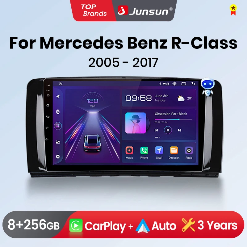 Junsun CarPlay Android Auto Car Radio for Mercedes Benz R251 R300 R280 R320 2005-2017 GPS Intelligent Systems Multimedia