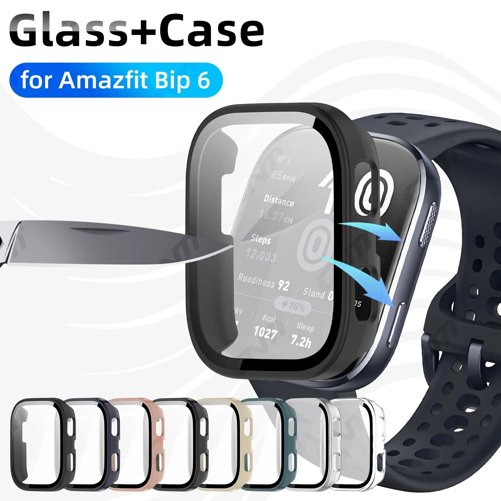WIGENTO Kunststoff Smart Watch Hülle mit H9 Glas Watch Schutz Hülle