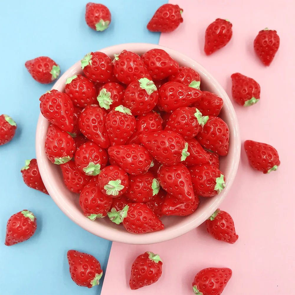 Resin Crafts Accessories 10Pcs Miniature 3D Fruits Resin Cabochon Kawaii Simulation Apple Strawberry Lemon DIY Scrapbooking Jewelry Charms