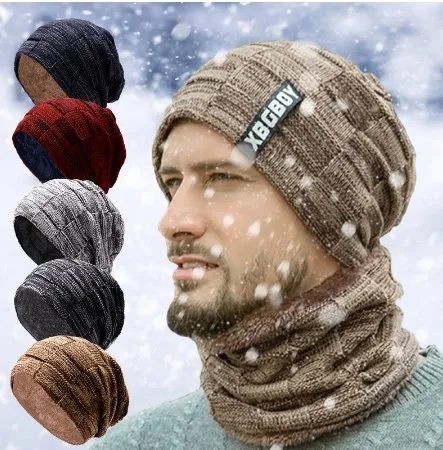 Hat Men's Winter Warmth Thickened and Plushed Korean Version Cycling Knitted Woolen Hat Student Pullover Headband Hat