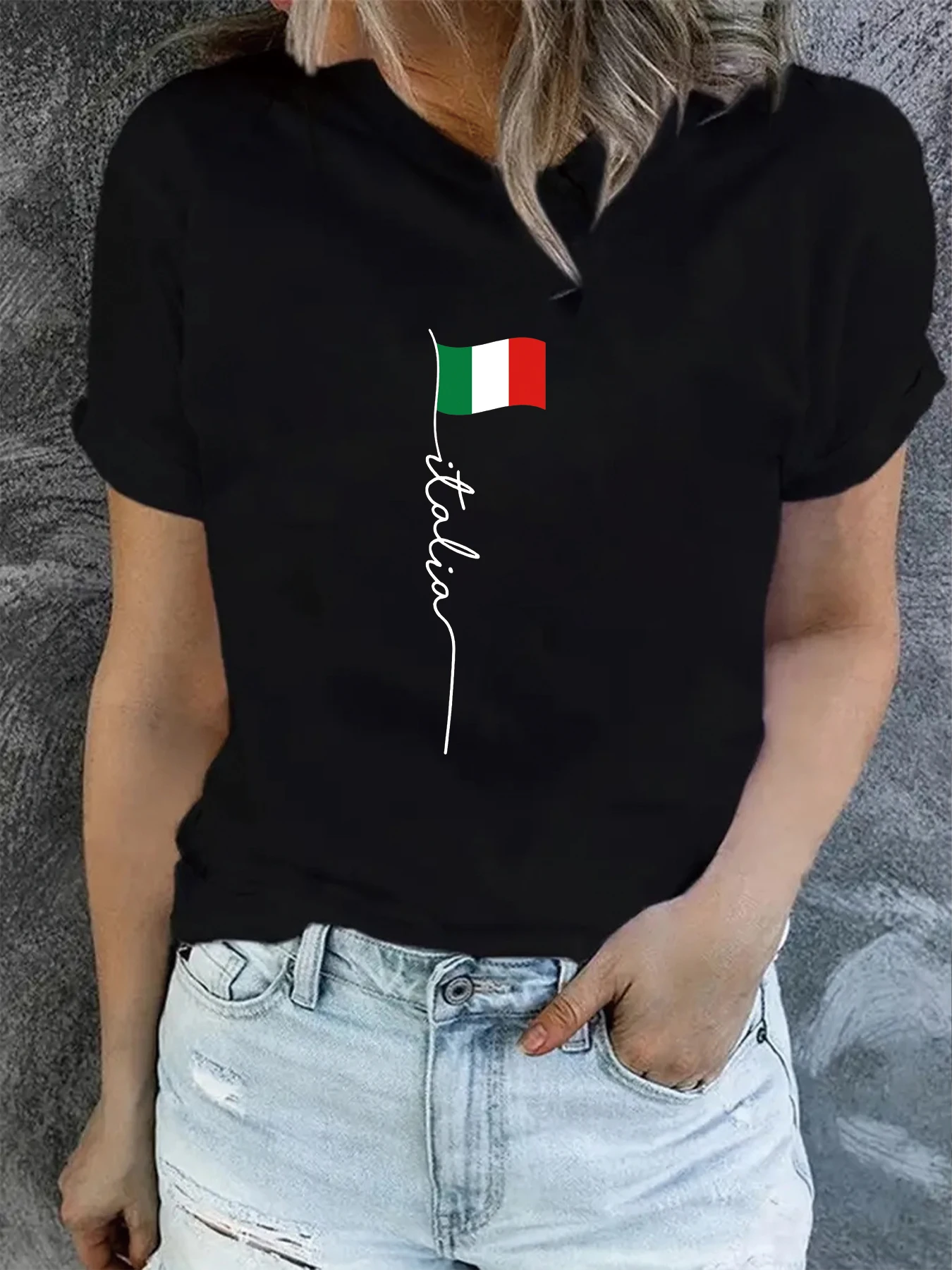 

Ciao Italian National Flag Creativity Graphic T-Shirt Women Summer Original Noble Girls Bestselling Fashion Tops ladies Shirt