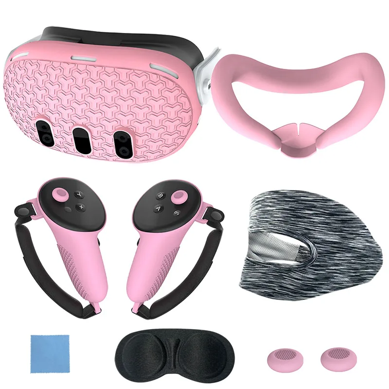 Enhanced Comfort Sweatproof 7-Piece VR Accessory Set with Face Cover, Eye Mask, Nose Pad, and Protective Shell