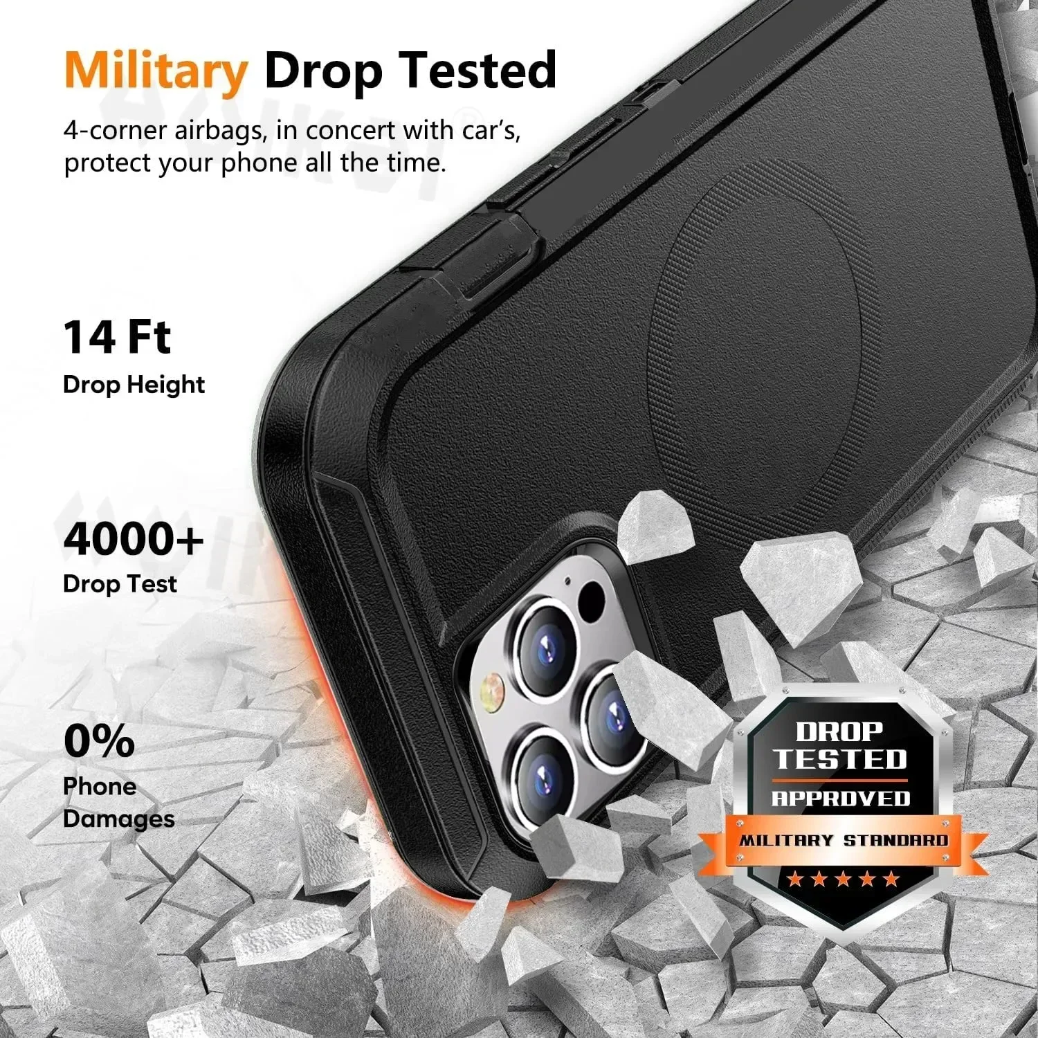 Heavy Duty Shock Absorption Full Body Protective Silicone Rubber Phone Case